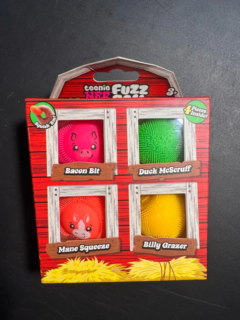 Needoh Farmyard Teenie Fuzz, 4 pack, NEW